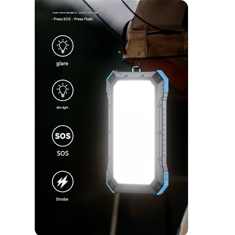 Purchase Photo voltaic Energy Financial institution 20000mAh with Tenting Gentle Outside Transportable Cell Charging Backup - Greatest Value India | AskMeFlash - Image 5