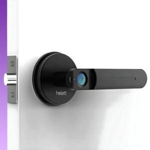 Purchase Helett HT210 Digital Door Lock with 50 Fingerprint Guide Key with Mortise Assist USB Emergency Unlock|Appropriate for 30mm-55mm Aluminium and Picket Door match with Proper and Left Door Deal with(Black) – Finest Value India | AskMeFlash