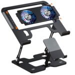 Purchase Dyazo Foldable Metallic Laptop computer & Cellular Stand with Twin Cooling Followers | Adjustable Top & Angle | Ventilated Silent Operation | Appropriate for MacBook, HP, Dell, Acer, Lenovo & Different Notebooks (Black) – Greatest Value India | AskMeFlash