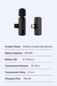 Purchase GADGETSWEAR Twin Wi-fi Lavalier Microphone 3-in-1 Plug-and-Play Lavalier with USB-C & iOS Receiver, Omnidirectional Noise-Cancelling Condenser Mic for Vlogging, Streaming, Podcast, Interviews - Greatest Value India | AskMeFlash - Image 9