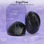 Purchase Sounce ErgoFlow Vertical Wi-fi Mouse – Bluetooth & 2.4GHz Twin Mode, 800/1600/2400/3200/4000 DPI Adjustable, 6 Buttons, Rechargeable Battery, Silent Click on, Ergonomic Design (Black) - Finest Value India | AskMeFlash - Image 6