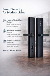 Purchase AERYS Good Door Lock | 4-in-1 Digital Lock with Fingerprint, RFID, PIN & Key | Triple Cylinder Safety (3X Safer) | Black | Primary Door Lock for Residence & Workplace | 3-Yr Guarantee + Free Set up - Greatest Worth India | AskMeFlash - Image 5