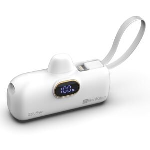 Purchase BonKaso 5000mAh Mini Energy Financial institution 22.5W PD Quick Charging, USB-C Kind-C Enter/Output, Constructed-in i5 Cable, Digital LED Show, Compact Pocket Transportable Charger for iPhone & Android – White – Finest Value India | AskMeFlash
