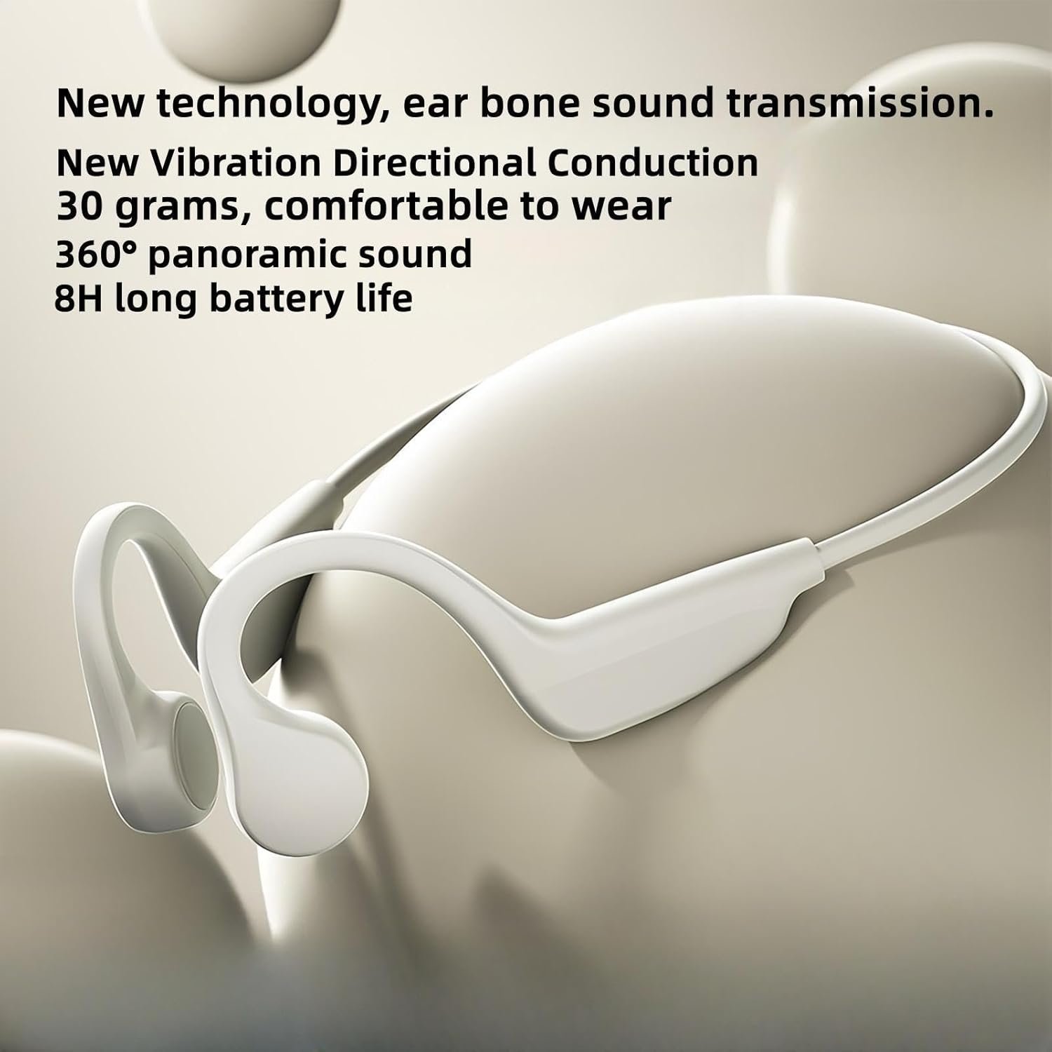 Purchase Bone Conduction Headphones, Bone Headphones, Upgraded Open Ear Wi-fi BT Health Earphones with Mic, 8 Hours Playtime, Waterproof Earphones for Sports activities, Working, Fitness center, Climbing, Biking (Beige) - Finest Worth India | AskMeFlash - Image 2