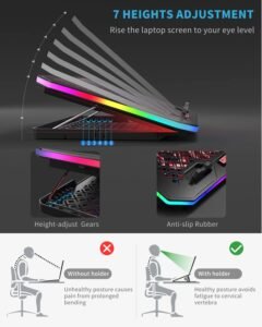 Purchase Laptop computer Cooling Pad, KeiBn RGB Lights Laptop computer Cooler 6 Followers for 15.6-17.3 Inch Laptops, 7 Peak Stands, 10 Modes Mild, 2 USB Ports, Desk or Lap Use (A8,Crimson) - Greatest Value India | AskMeFlash - Image 4