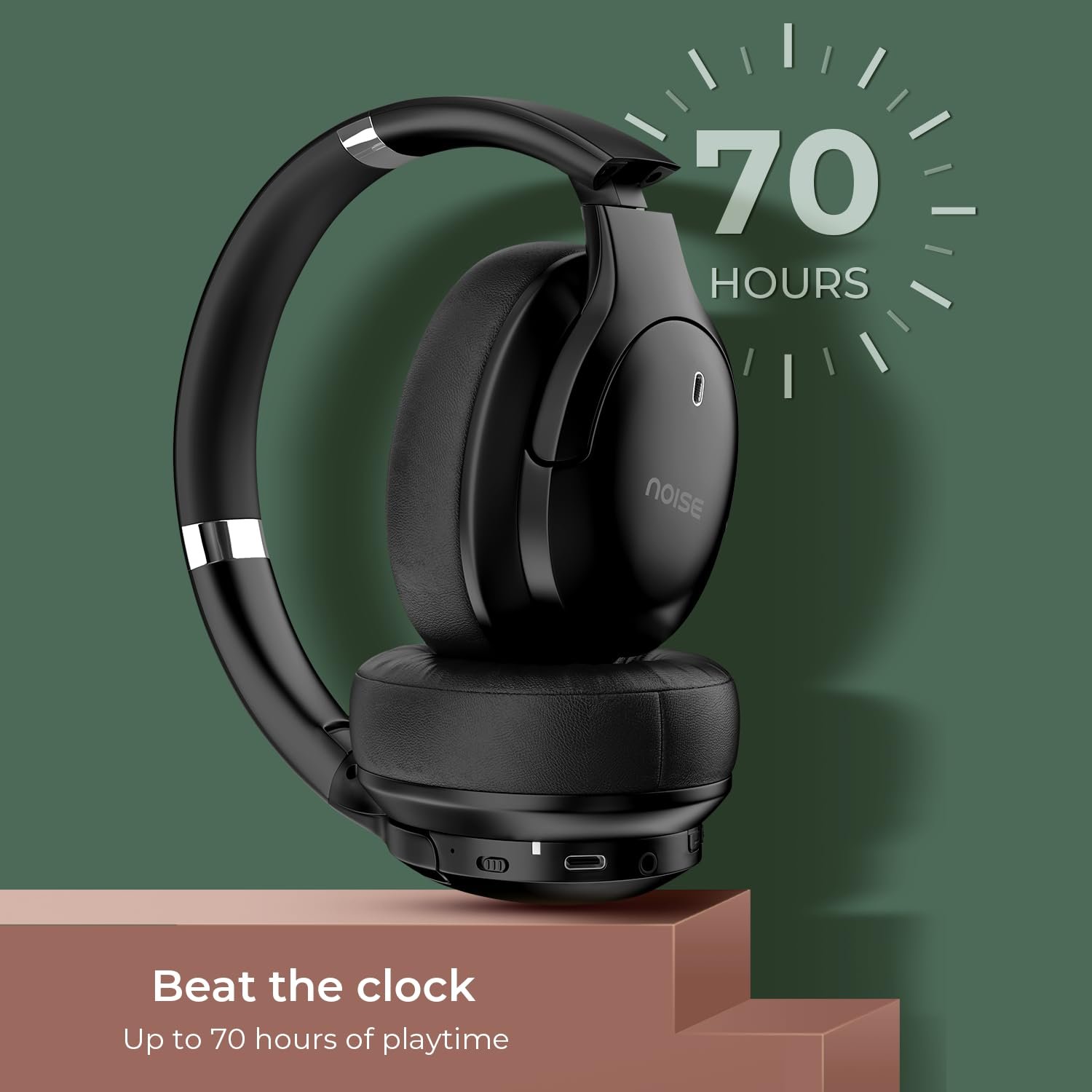 Purchase Noise Airwave Max 4 Wi-fi Over Ear Headphones with 70H Playtime, ENC, 40mm Driver, Low Latency(as much as 40ms), Twin Pairing, BT v5.4 (Carbon Black) - Finest Value India | AskMeFlash - Image 3