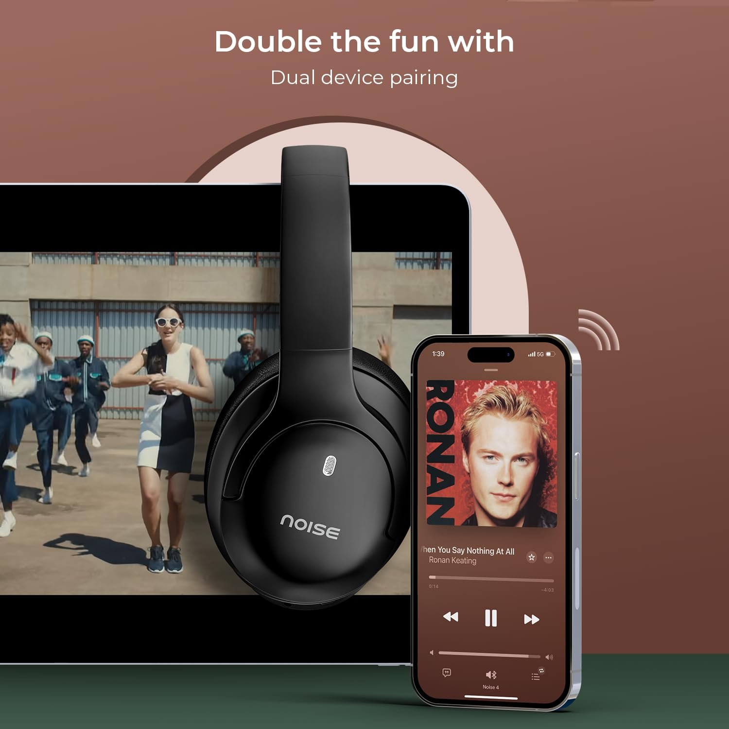 Purchase Noise Airwave Max 4 Wi-fi Over Ear Headphones with 70H Playtime, ENC, 40mm Driver, Low Latency(as much as 40ms), Twin Pairing, BT v5.4 (Carbon Black) - Finest Value India | AskMeFlash - Image 4