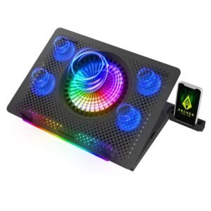Purchase Archer Tech Lab Cooling Pad Stand for Gaming Laptop computer with RGB Lighting, 5 Turbo Cooler Followers, 5 Adjustable Angles, Aluminum Steel Grid, Cellphone Holder, Helps upto 17″ Laptop computer for Gaming Work(Squall 200) – Finest Value India | AskMeFlash