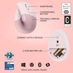 Purchase Logitech Carry Vertical Ergonomic Mouse, Wi-fi, Bluetooth or Logi Bolt USB Receiver, Quiet clicks, 4 Buttons, Suitable with Home windows/macOS/iPadOS, Laptop computer, PC - Rose - Finest Worth India | AskMeFlash - Image 6