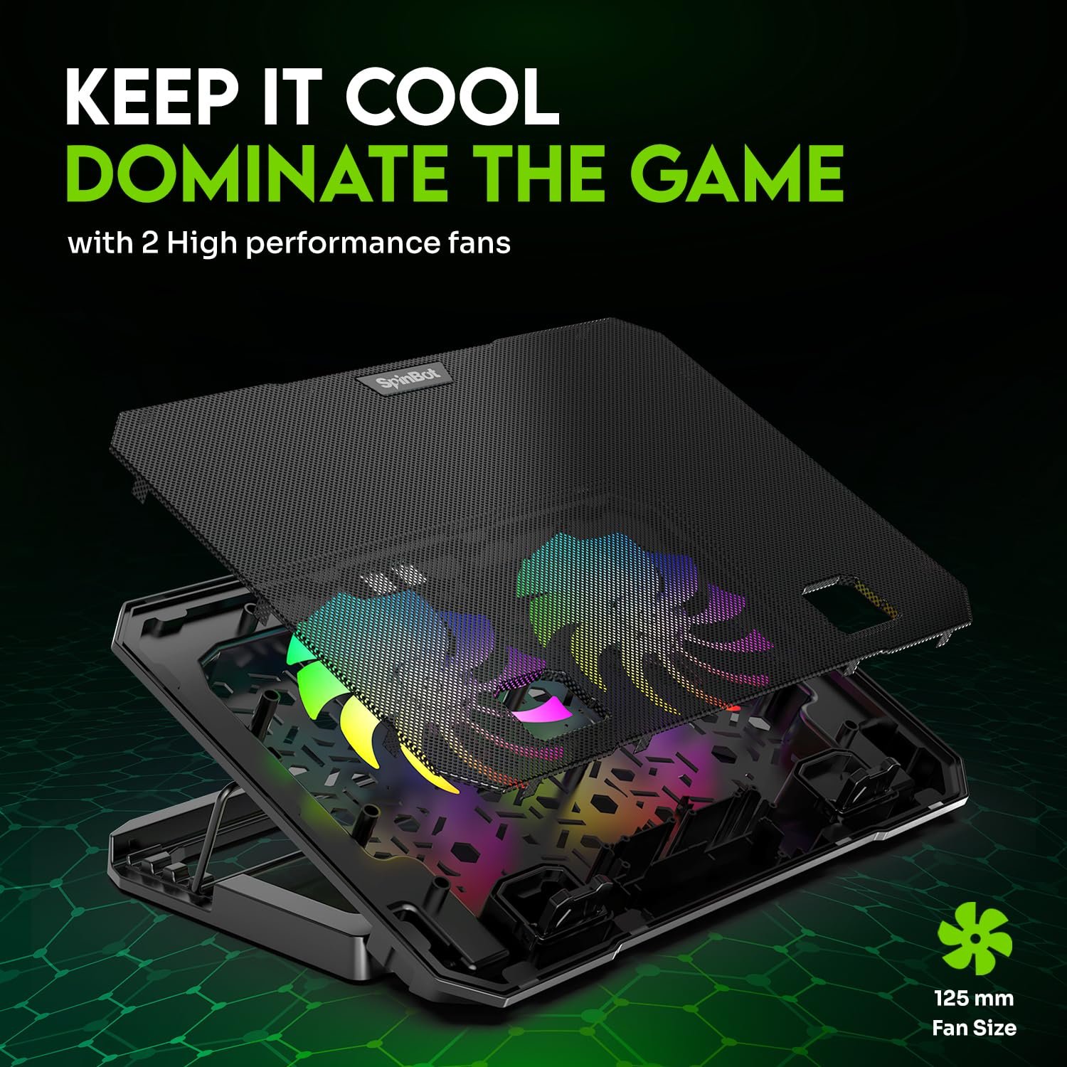 Purchase SpinBot Airflow X10 Laptop computer Cooling Pad with Twin Followers | Low Noise 30dB | 4-Degree Adjustable Stand | 2 USB Ports with Velocity Management | Cooling Stand for Gaming & Work Laptops as much as 17" - Greatest Worth India | AskMeFlash - Image 2