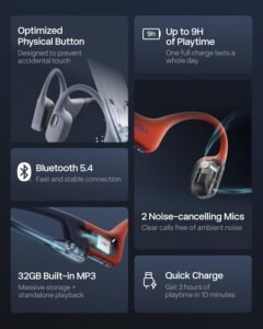 Purchase SHOKZ OpenSwim Professional Bone Conduction Sports activities Headphones, IP68 Waterproof Open-Ear Wi-fi Earphones with Bluetooth 5.4, 32GB of MP3 Storage, Noise Cancelling Mics, 9h Playtime for Working, Swimming-Pink - Greatest Worth India | AskMeFlash - Image 8