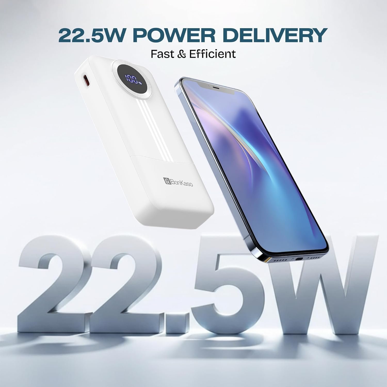 Purchase BonKaso 20000mAh Energy Financial institution 22.5W PD Quick Charging with Constructed-in Sort-C Cable, USB-A & Sort-C Output, Digital LED Show, Slim Transportable Charger for iPhone, Android, Tablets – White - Finest Worth India | AskMeFlash - Image 4