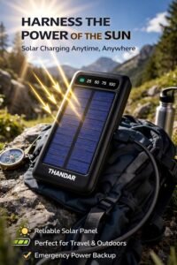 Purchase THANDAR 10000mAh Photo voltaic Energy Financial institution Quick Charging Waterproof Twin USB with LED Show, Outside Transportable Charger with Kind-C Cable - Finest Value India | AskMeFlash - Image 2