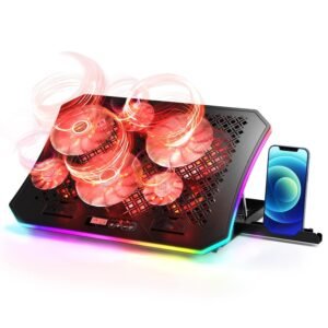 Purchase Laptop computer Cooling Pad, KeiBn RGB Lights Laptop computer Cooler 6 Followers for 15.6-17.3 Inch Laptops, 7 Peak Stands, 10 Modes Mild, 2 USB Ports, Desk or Lap Use (A8,Crimson) – Greatest Value India | AskMeFlash