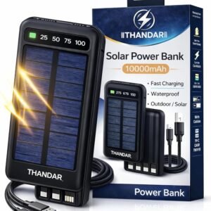 Purchase THANDAR 10000mAh Photo voltaic Energy Financial institution Quick Charging Waterproof Twin USB with LED Show, Outside Transportable Charger with Kind-C Cable – Finest Value India | AskMeFlash