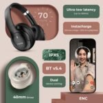 Purchase Noise Airwave Max 4 Wi-fi Over Ear Headphones with 70H Playtime, ENC, 40mm Driver, Low Latency(as much as 40ms), Twin Pairing, BT v5.4 (Carbon Black) - Finest Value India | AskMeFlash - Image 2
