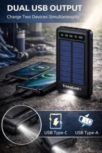 Purchase THANDAR 10000mAh Photo voltaic Energy Financial institution Quick Charging Waterproof Twin USB with LED Show, Outside Transportable Charger with Kind-C Cable - Finest Value India | AskMeFlash - Image 6