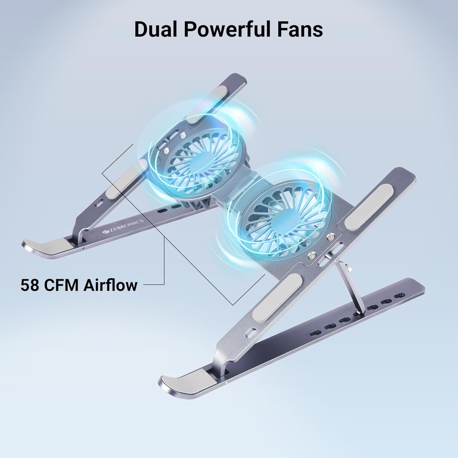 Purchase ZEBRONICS Laptop computer Stand with Followers, As much as 17 inch Laptop computer, 2X RGB Followers + Pace Controller, 58CFM Airflow, 7 Degree Adjustable, Foldable, Kind-C Port, Anti-Slip Silicone Pad, Anti-Rust (NS6000) - Greatest Value India | AskMeFlash - Image 3