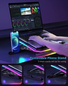 Purchase Laptop computer Cooling Pad, KeiBn RGB Lights Laptop computer Cooler 6 Followers for 15.6-17.3 Inch Laptops, 7 Peak Stands, 10 Modes Mild, 2 USB Ports, Desk or Lap Use (A8,Crimson) - Greatest Value India | AskMeFlash - Image 5