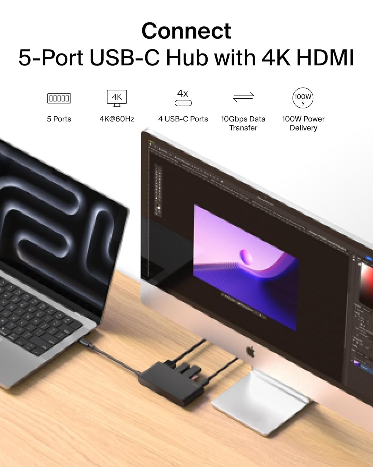 Purchase Belkin USB Hub for Laptop computer 5-in-1, USB C Hub – Multi USB Port Adapter with 4K HDMI @ 60Hz, 100W USB-C PD, 10Gbps Excessive Velocity Knowledge Switch | Kind C Hub Docking Station for MacBook, iPad Professional, Chromebook - Finest Worth India | AskMeFlash - Image 2