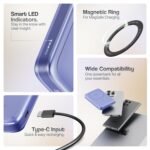 Purchase Ambrane Qi2 Magsafe Wi-fi 10000mAh Powerbank, Quicker 15W Wi-fi Charging, Higher Magnetic Power, Low Warmth with Qi2 Licensed Expertise, Metallic Stand, for iPhone 12 or Later (MagSurge, Purple) - Finest Value India | AskMeFlash - Image 9