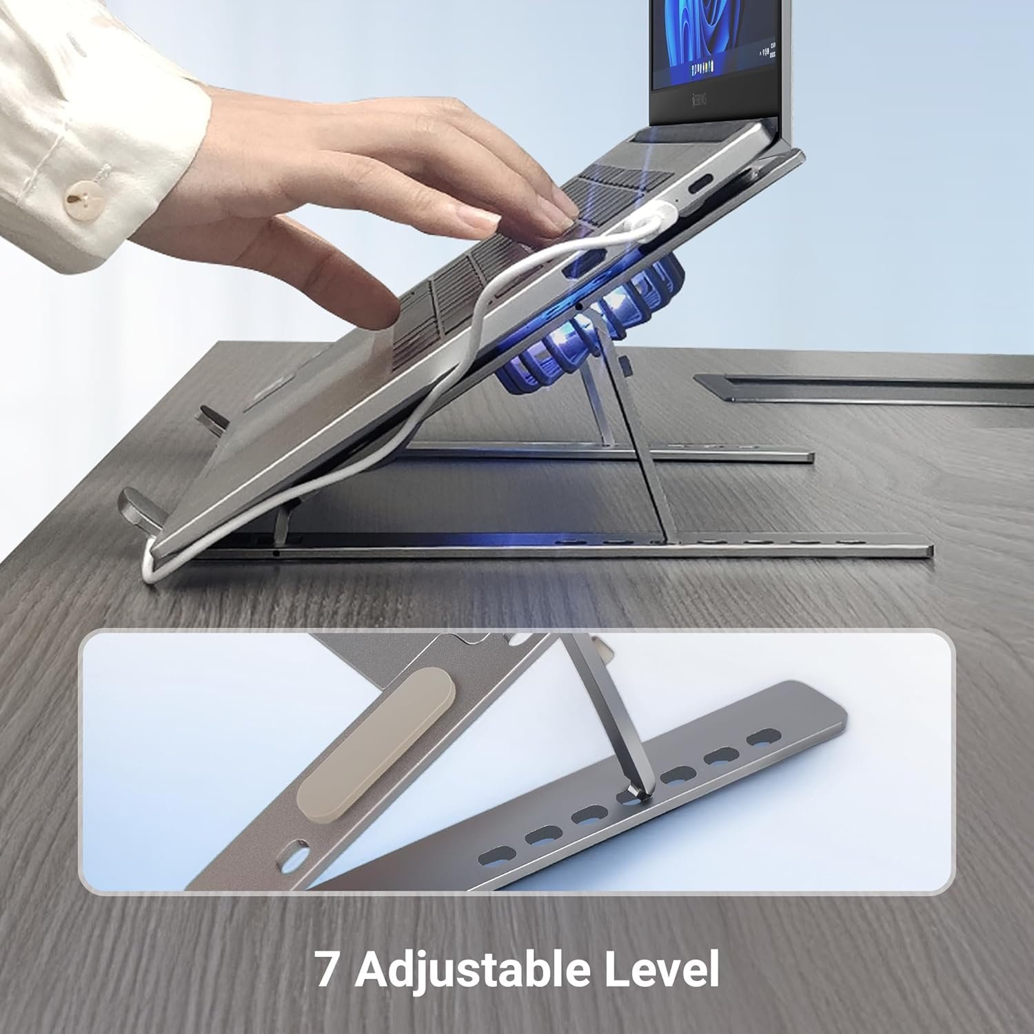 Purchase ZEBRONICS Laptop computer Stand with Followers, As much as 17 inch Laptop computer, 2X RGB Followers + Pace Controller, 58CFM Airflow, 7 Degree Adjustable, Foldable, Kind-C Port, Anti-Slip Silicone Pad, Anti-Rust (NS6000) - Greatest Value India | AskMeFlash - Image 4