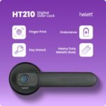 Purchase Helett HT210 Digital Door Lock with 50 Fingerprint Guide Key with Mortise Assist USB Emergency Unlock|Appropriate for 30mm-55mm Aluminium and Picket Door match with Proper and Left Door Deal with(Black) - Finest Value India | AskMeFlash - Image 2