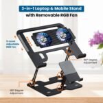 Purchase Dyazo Foldable Metallic Laptop computer & Cellular Stand with Twin Cooling Followers | Adjustable Top & Angle | Ventilated Silent Operation | Appropriate for MacBook, HP, Dell, Acer, Lenovo & Different Notebooks (Black) - Greatest Value India | AskMeFlash - Image 2