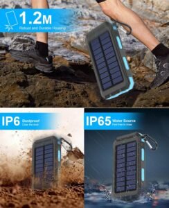 Purchase Photo voltaic Energy Financial institution Transportable Charger 20000mah Waterproof Battery Backup Charger Photo voltaic Panel Charger with Twin LED Flashlights and Compass for iPhone Android CellPhones - Greatest Value India | AskMeFlash - Image 6