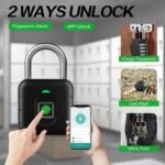 Purchase LAVNA Sensible Biometric Padlock with 2-Means Entry: Fingerprint, Cellular App, IP67 Waterproof for Doorways, Luggage, Suitcase, Storage, Cupboard, Warehouse & Shutter (Small), Black - Finest Worth India | AskMeFlash - Image 2