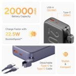 Purchase Ambrane 20000mAh Powerbank with in-Construct Sort C Cable, 22.5W Quick Charging, USB & Sort C Output, Energy Supply, Fast Cost for iPhone, Android Cellular & Tablets, Earbuds, (Stylo N20, Black) - Finest Value India | AskMeFlash - Image 2
