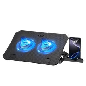 Purchase CLAW Air Professional C39 Laptop computer Cooling Pad with Twin 125mm Followers (1000 RPM), Cellular Stand, Anti-Slip Baffle, 5 Peak Ranges, 2 USB 2.0 Ports, Helps As much as 17-Inch Laptops – Black – Greatest Value India | AskMeFlash