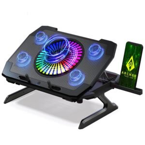 Purchase Archer Tech Lab RGB Gaming Laptop computer Cooling Pad Stand with Aluminum Metallic Grid, 5 Turbo Followers Twin USB Ports 7 Adjustable Angles Elevation Bracket & Cellphone Holder, Helps As much as 17″ Laptop computer (Squall 300) – Greatest Worth India | AskMeFlash