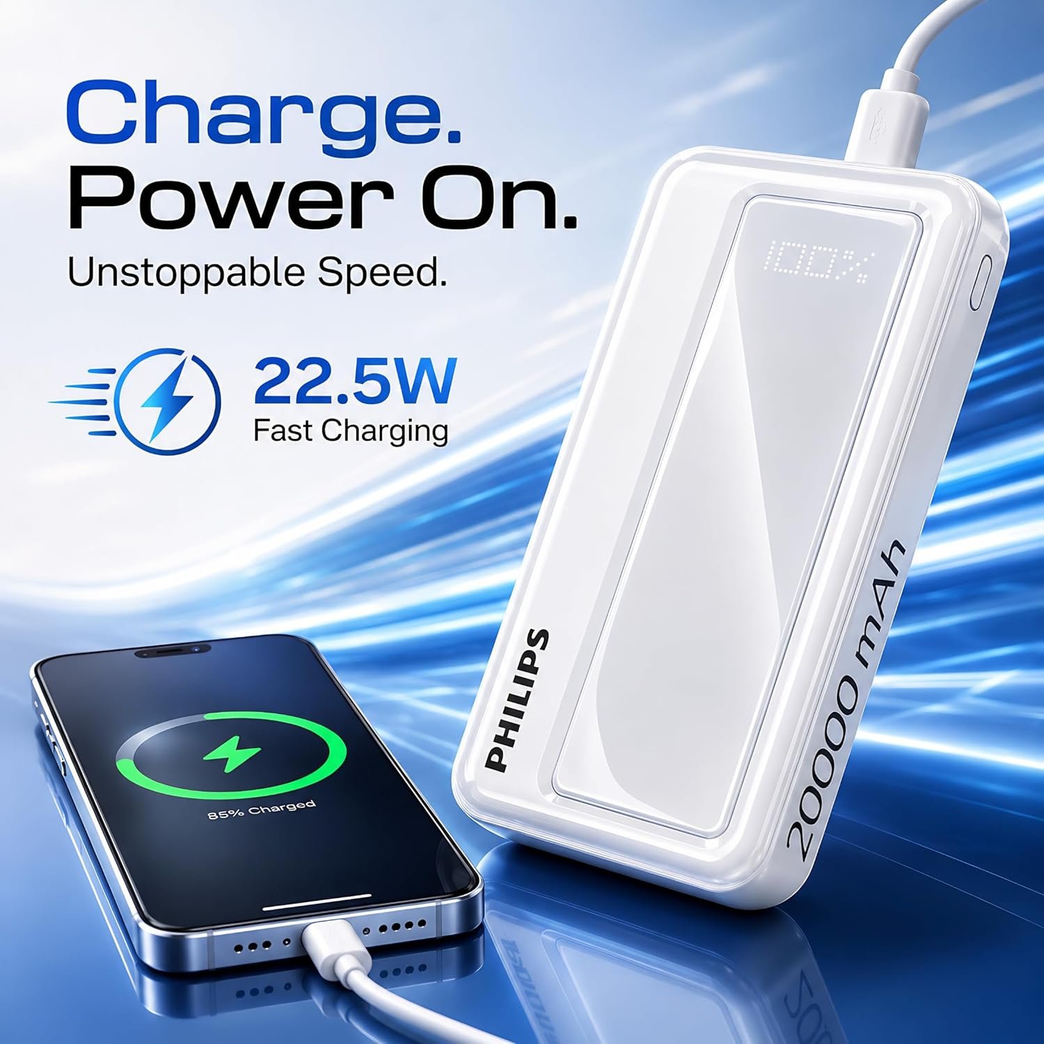 Purchase Philips 20000mAh 22.5W Quick Charging Energy Financial institution (Alba White) with Digital LED Show | Sort-C & USB-A Enter/Output | 3 Output Ports | Lithium Polymer | Moveable for Cellular, Pill & Earbuds - Finest Value India | AskMeFlash - Image 5