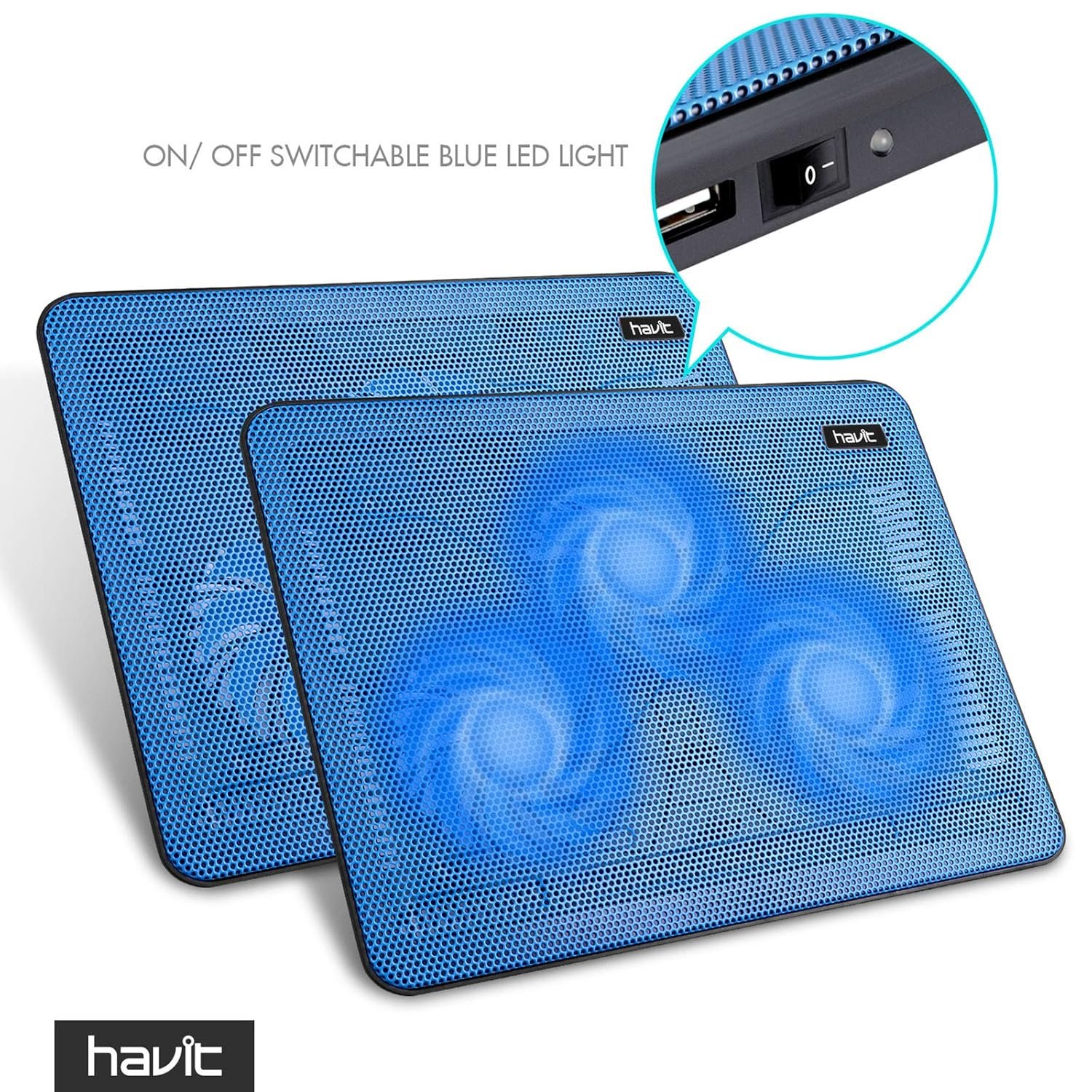 Purchase HAVIT Cooling Pad Pc Laptop computer Cooler with 3 Quiet Followers and a pair of USB Ports, Moveable Cooling Stand with LED Gentle for 15.6-17 Inch Laptop computer(Blue) - Greatest Value India | AskMeFlash - Image 3