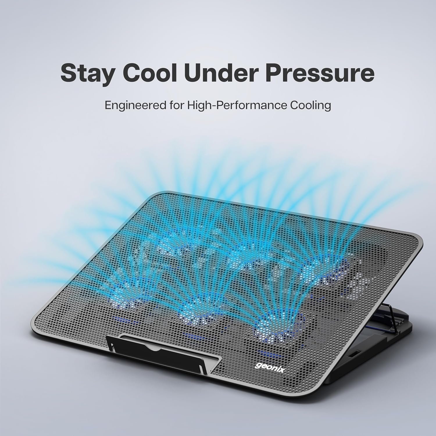 Purchase Geonix CoolZ 6 Fan Laptop computer Cooling Pad | Highly effective coooling | Common Help as much as 17-Inch|Helps as much as 5kg | 6 Adjustable Heights As much as 134mm| Cellular Telephone Stand (Black & Blue) - Greatest Value India | AskMeFlash - Image 2