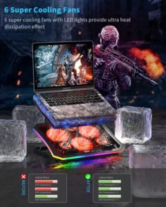 Purchase Laptop computer Cooling Pad, KeiBn RGB Lights Laptop computer Cooler 6 Followers for 15.6-17.3 Inch Laptops, 7 Peak Stands, 10 Modes Mild, 2 USB Ports, Desk or Lap Use (A8,Crimson) - Greatest Value India | AskMeFlash - Image 2