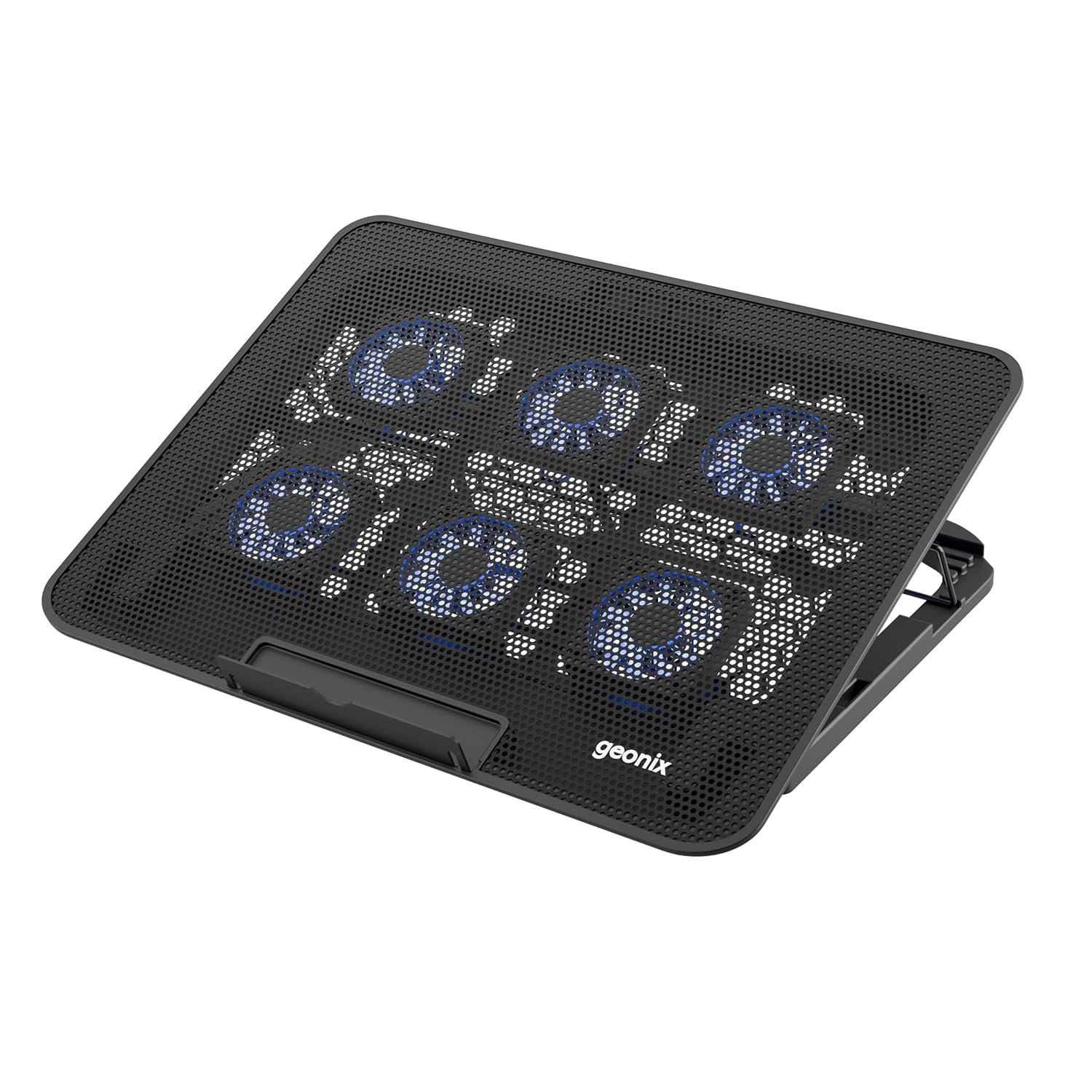 Purchase Geonix CoolZ 6 Fan Laptop computer Cooling Pad | Highly effective coooling | Common Help as much as 17-Inch|Helps as much as 5kg | 6 Adjustable Heights As much as 134mm| Cellular Telephone Stand (Black & Blue) - Greatest Value India | AskMeFlash