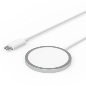 Purchase 15W Quick Wi-fi Charger with Sort-C Port & Magnetic Magazine Charging Cable, Suitable with iPhone 17/16/15/14/13/12 Sequence, Professional/Plus/Max Fashions, Compact & Secure Charging Pad (White) – Greatest Value India | AskMeFlash