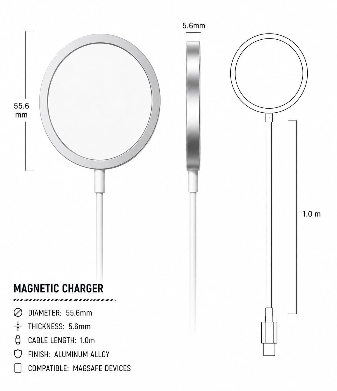 Purchase Magnetic Wi-fi Charger for iPhone, 15W USB-C MagSafe Quick Wi-fi Charging Pad, Qi Appropriate with iPhone 16/16 Professional/16 Professional Max/16 Plus, 15/14/13/12 Sequence (White) - Finest Value India | AskMeFlash - Image 5