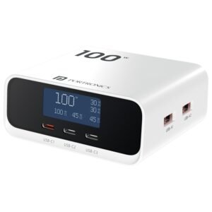 Purchase Portronics 100W Adapto 100D Quick Charging 5 Port Adaptor with LCD Energy Show, 3 Kind C PD Port, 2 USB-A Mach Port, Quick Charging Appropriate with Laptops, Macbooks, Smartphones (White) – Greatest Value India | AskMeFlash