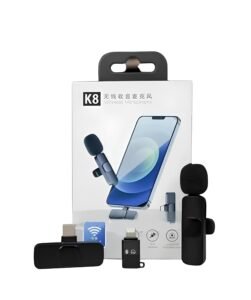 2-in-1 Wireless Lavalier Microphone (K8) – Plug & Play Clip-On Mic with Receiver for iPhone & Android