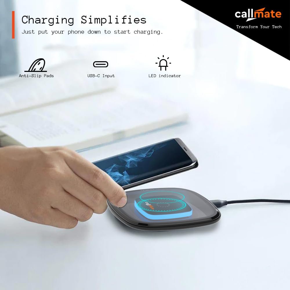 Purchase CALLMATE 15W C-Via Wi-fi Quick Charging Pad for Apple iPhone 15/15 Plus/15 Professional/15 Professional Max, iPhone 14/14 Plus/14 Professional/Max, iPhone 13/12/11 Collection, Common Compatibility (Black, Clear Design) - Finest Worth India | AskMeFlash - Image 5