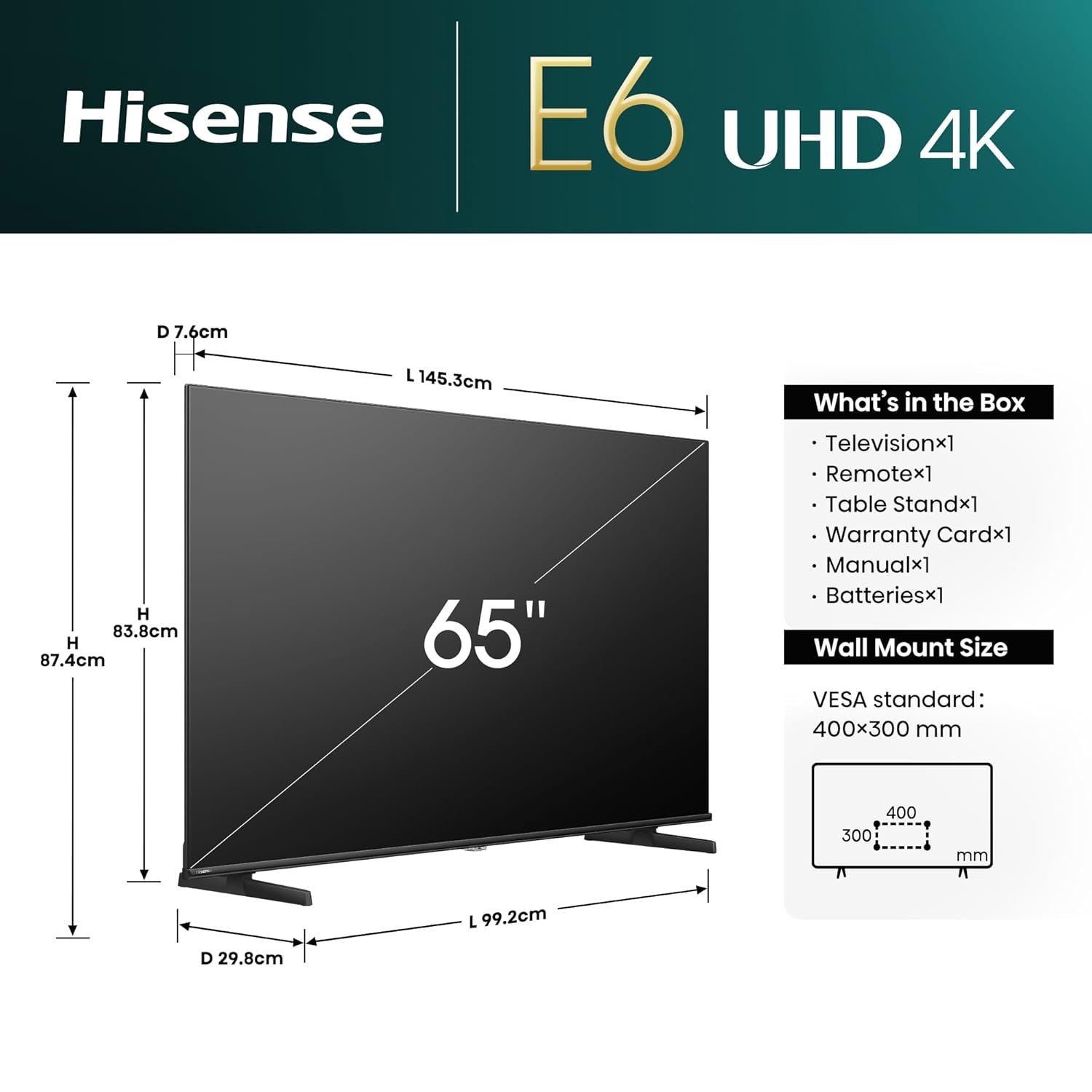 Hisense 164 cm (65 inches) E6N Sequence 4K Extremely HD Good LED Google TV 65E6N (Black) - Image 5
