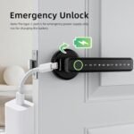 4-in-1 Smart Door Lock with Handle – Keyless Entry: Fingerprint, Password, IC Card & Key (Black) - Image 4