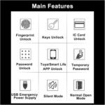 Inllex Fingerprint Smart Door Lock – 4-in-1 Keyless Entry with Biometric Keypad, Anti-Peep Code, RFID Card & Key (Black) - Image 2