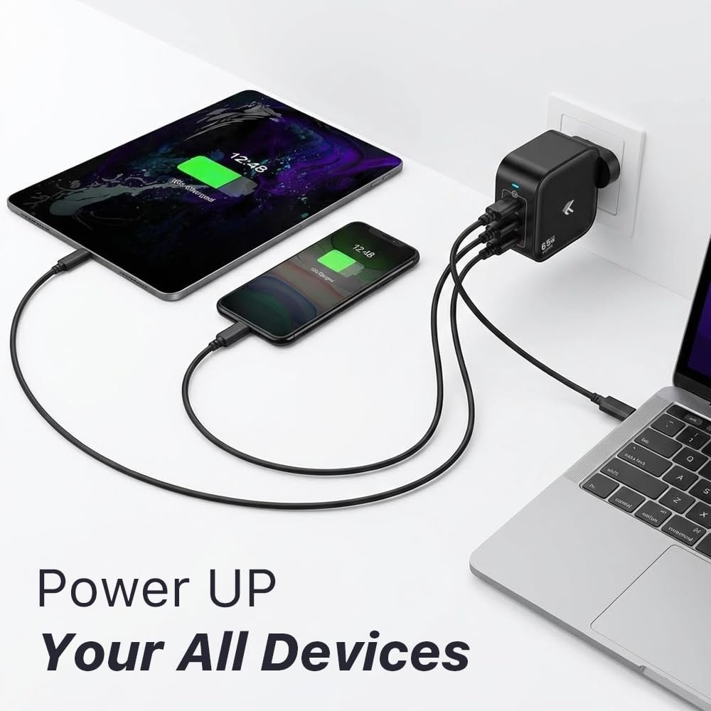 Purchase KARWAN Authentic 65W GaN Charger Multi Port Adapter for Laptops (Dell,HP,ASUS,Samsung) MacBook, iPhone, Android Smartphones & Extra, 3 Port Compact Superfast Charger with GaN, QC 3.0 & PD-3.1 Expertise - Finest Value India | AskMeFlash - Image 8