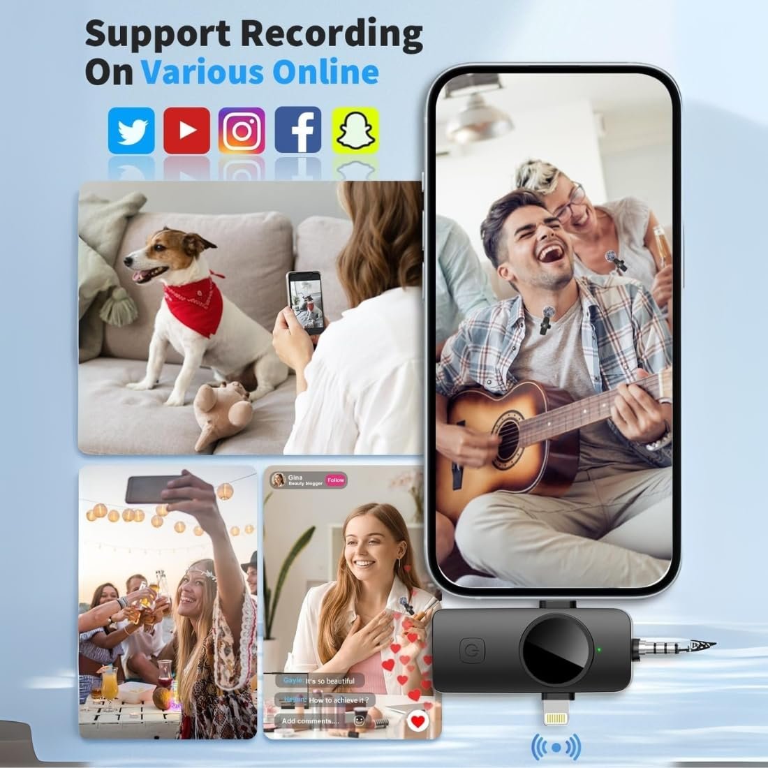 Purchase GADGETSWEAR Twin Wi-fi Lavalier Microphone for Youtubers, 3-in-1 Plug-and-Play Wi-fi Mic, for iPhone/Android/DSLR Digital camera/USB-C Plug/iPad, Noise-Cancelling Mic for Vlogging, Streaming, Podcast - Greatest Worth India | AskMeFlash - Image 6
