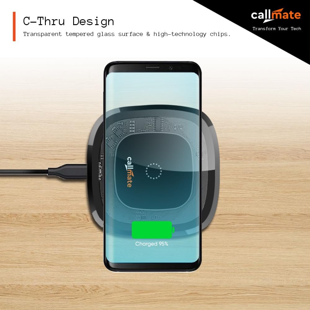 Purchase CALLMATE 15W C-Via Wi-fi Quick Charging Pad for Apple iPhone 15/15 Plus/15 Professional/15 Professional Max, iPhone 14/14 Plus/14 Professional/Max, iPhone 13/12/11 Collection, Common Compatibility (Black, Clear Design) - Finest Worth India | AskMeFlash - Image 6