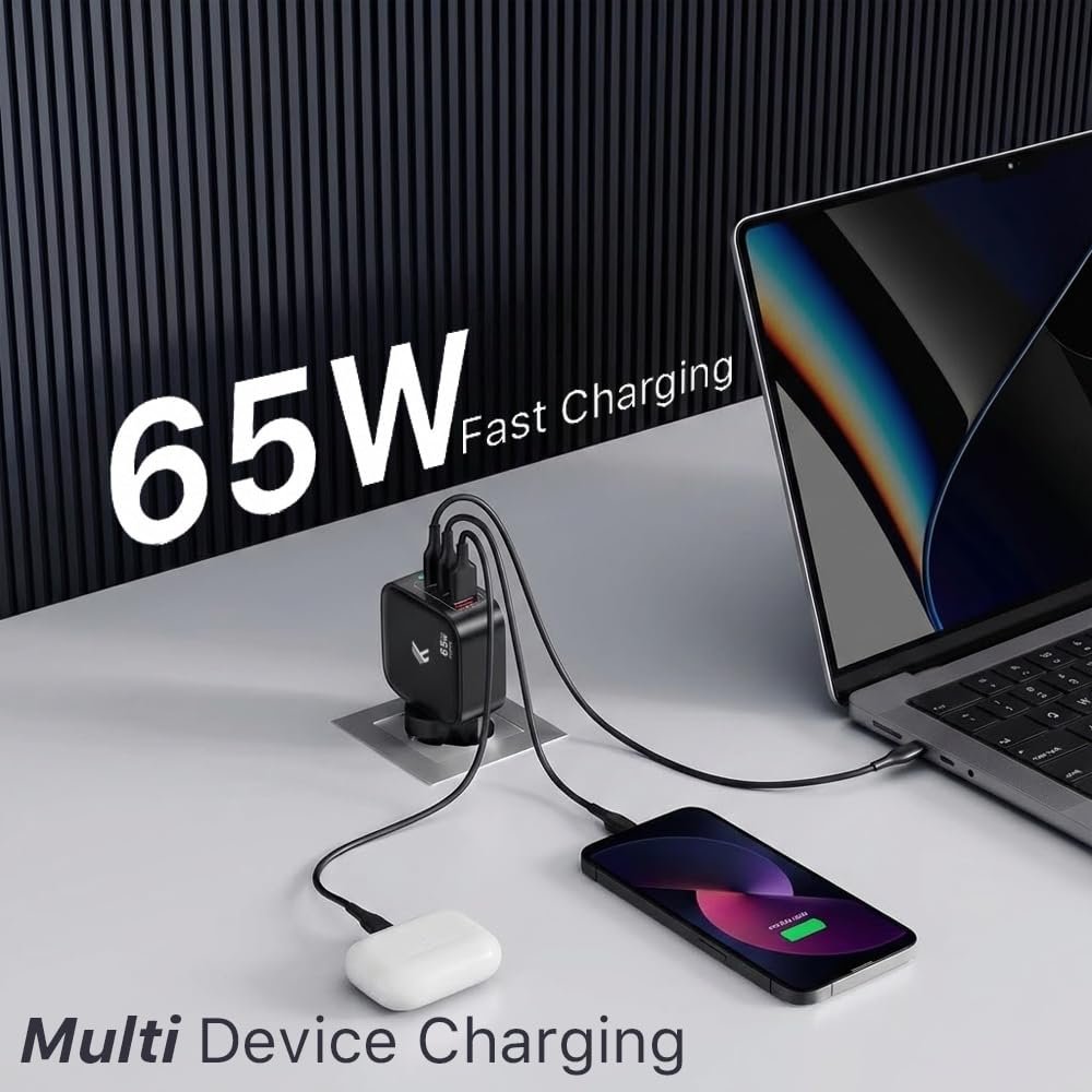 Purchase KARWAN Authentic 65W GaN Charger Multi Port Adapter for Laptops (Dell,HP,ASUS,Samsung) MacBook, iPhone, Android Smartphones & Extra, 3 Port Compact Superfast Charger with GaN, QC 3.0 & PD-3.1 Expertise - Finest Value India | AskMeFlash - Image 4